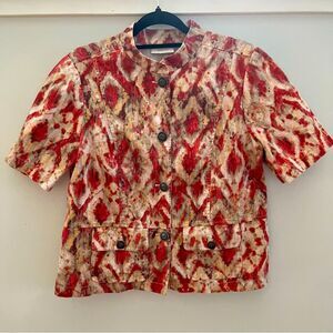 Chico's Women's Pink Lolla Rossa Linen Blend Short Sleeve Button Front Jacket S